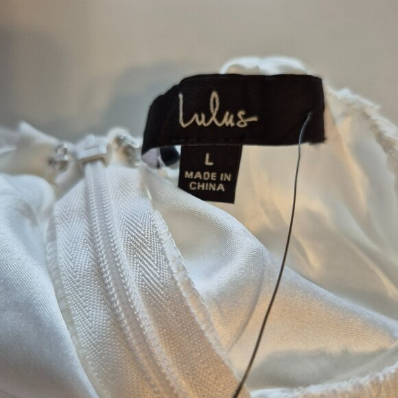 NWT Lulus White Swiss Dot Maxi Dress Size Large - Picture 12 of 14